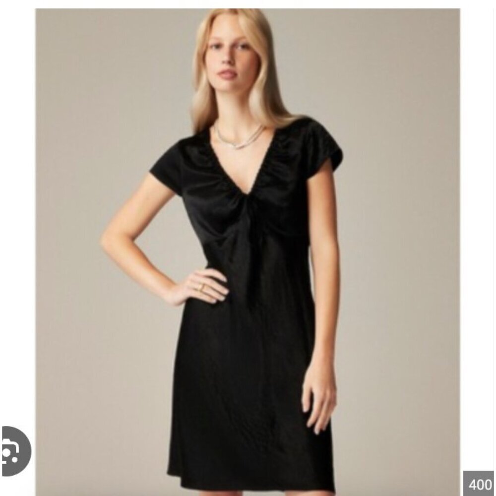 J.CREW Short Sleeve Slip Dress Womens 8 Black Short Little Black Dress Evening